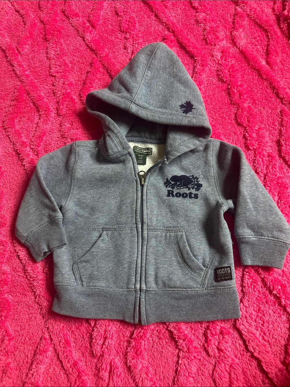Roots baby roots Blue-Gray Zip Hoodie with Logo